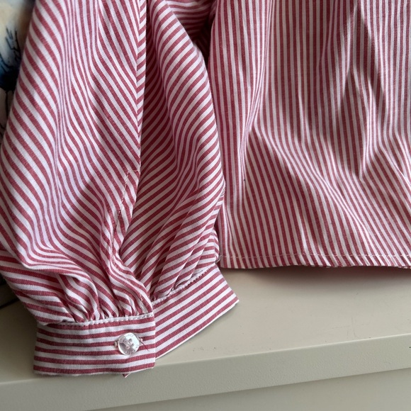 Laundry by Shelli Segal Striped Red Nautical Off Shoulder Bow Blouse Size 10 - Picture 15 of 15